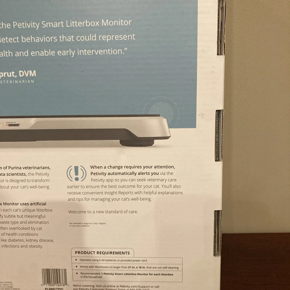Petivity Smart Litterbox Monitor Health Tracking Alert System for Cats Open Box